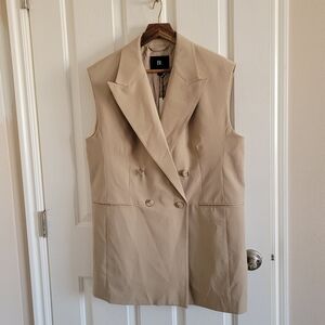 NWT Banana Republic Italian Wool Double-Breasted Sleeveless Blazer Vest Size Med